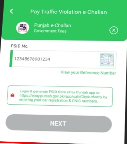 Generate Payment Slip ID (PSID): 